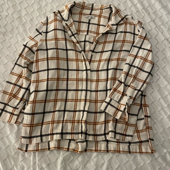 Madewell Flannel Oversized Boyfriend Shirt in Plaid 100% Cotton - Picture 3 of 5